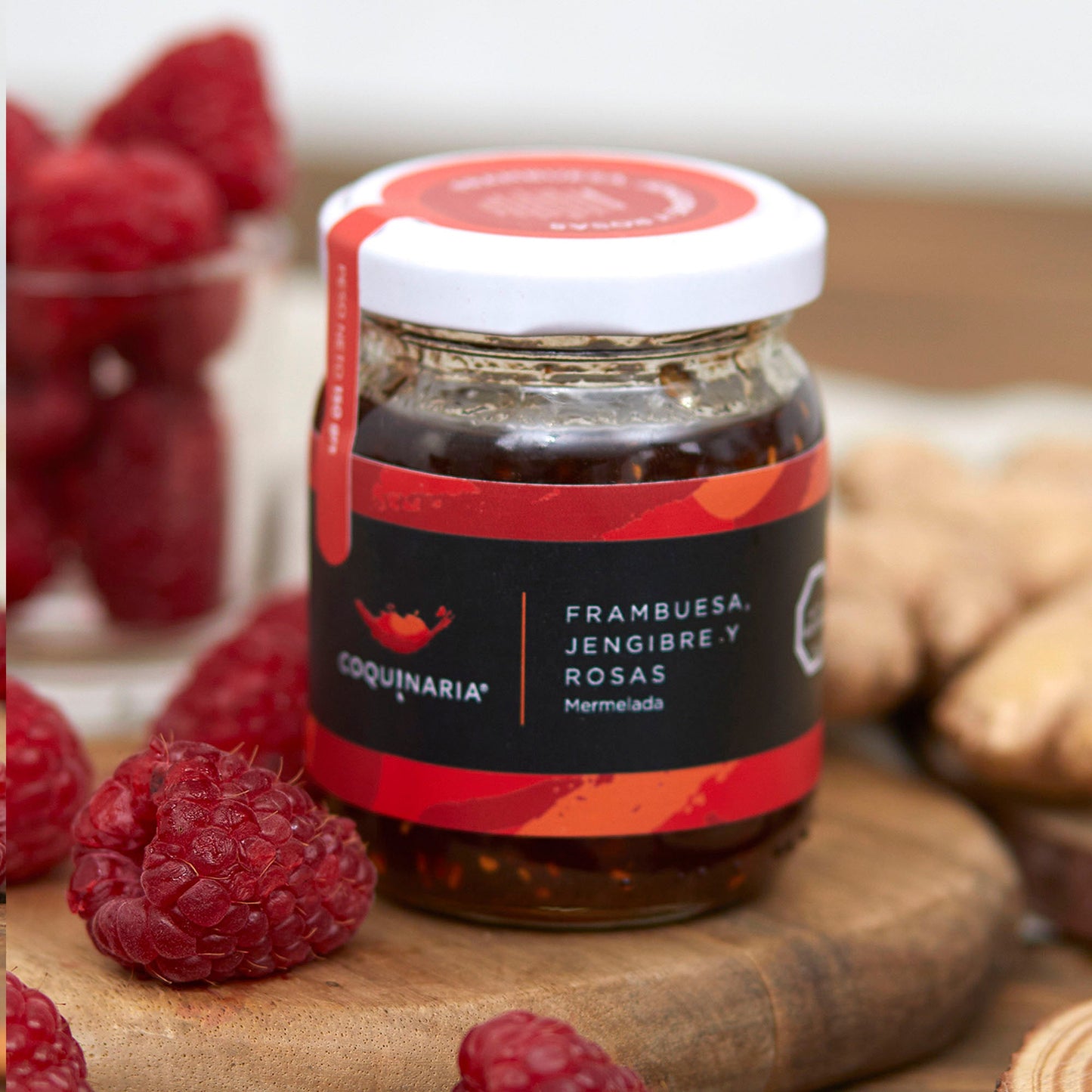 Mermelada Frambuesa, Jengibre y Rosa 150g Coquinaria