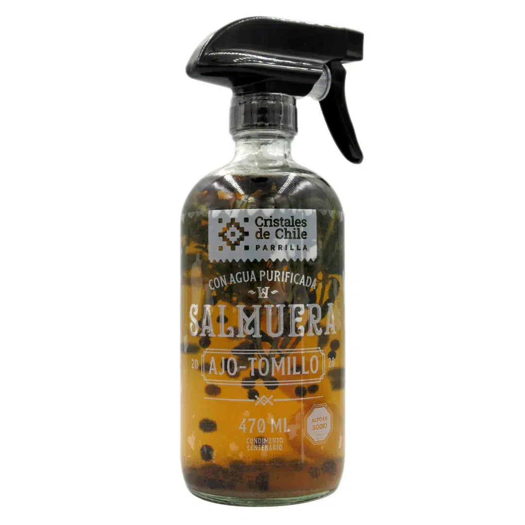 Salmuera Ajo Tomillo 470 ml Cristales de Chile