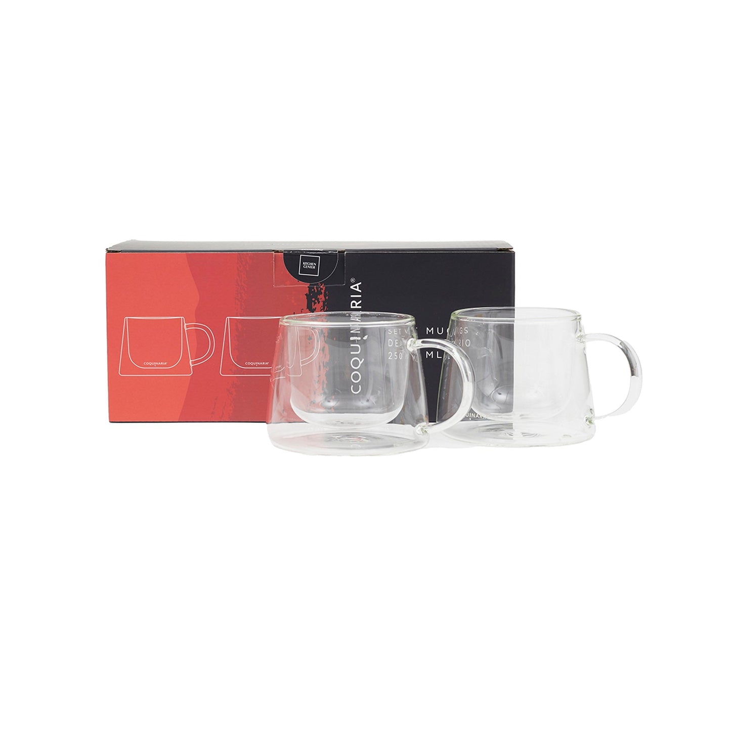 Set 2 Mugs de Vidrio 250 ml Coquinaria