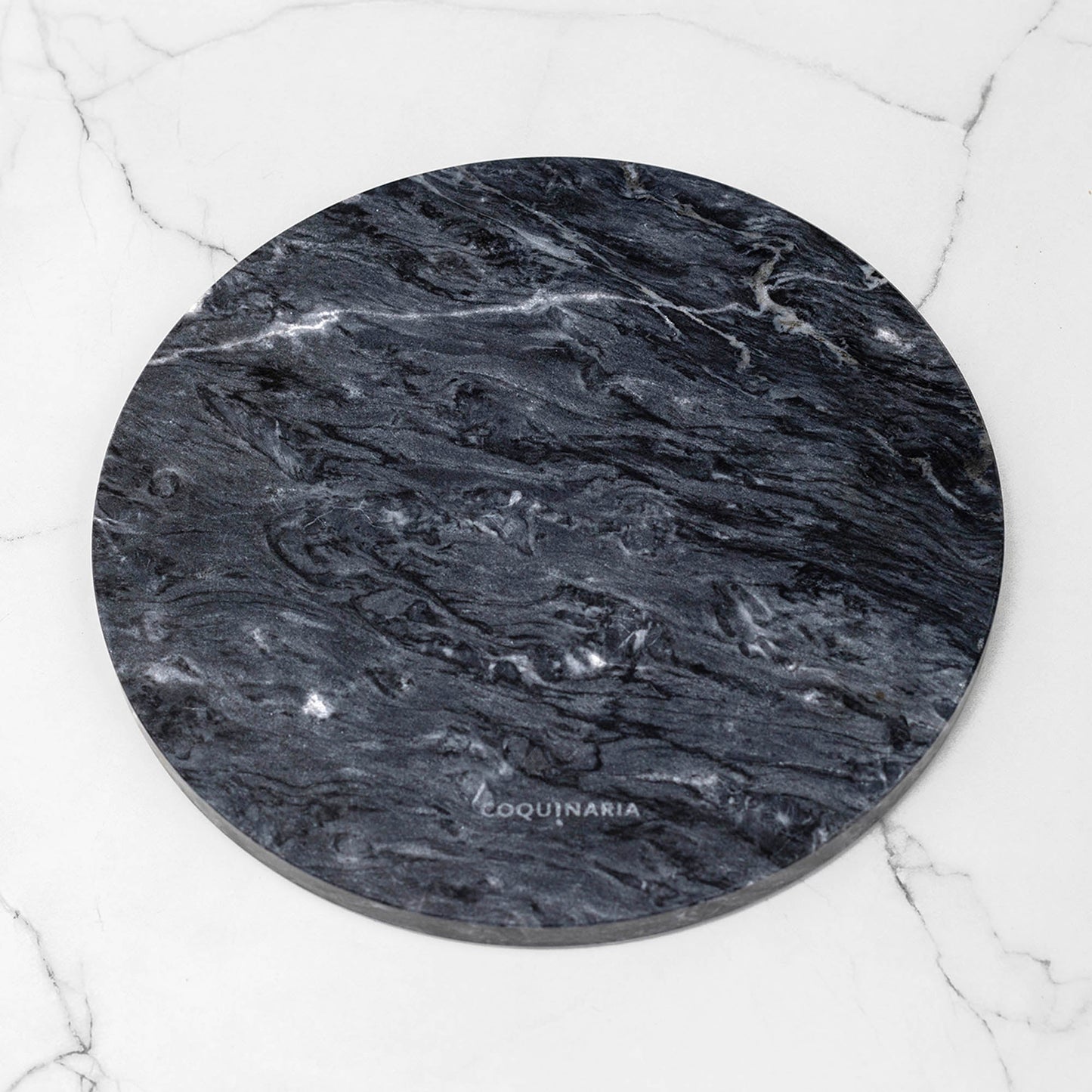 Kit Tabla Quesos 25 cm Mármol + Set 3 cuchillos para Quesos Coquinaria